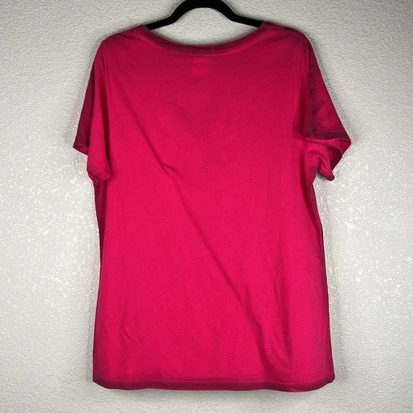NHRA Championship Drag Racing 90's Y2K Hot Pink V-Neck Short Sleeve Top Size XL - Picture 5 of 6